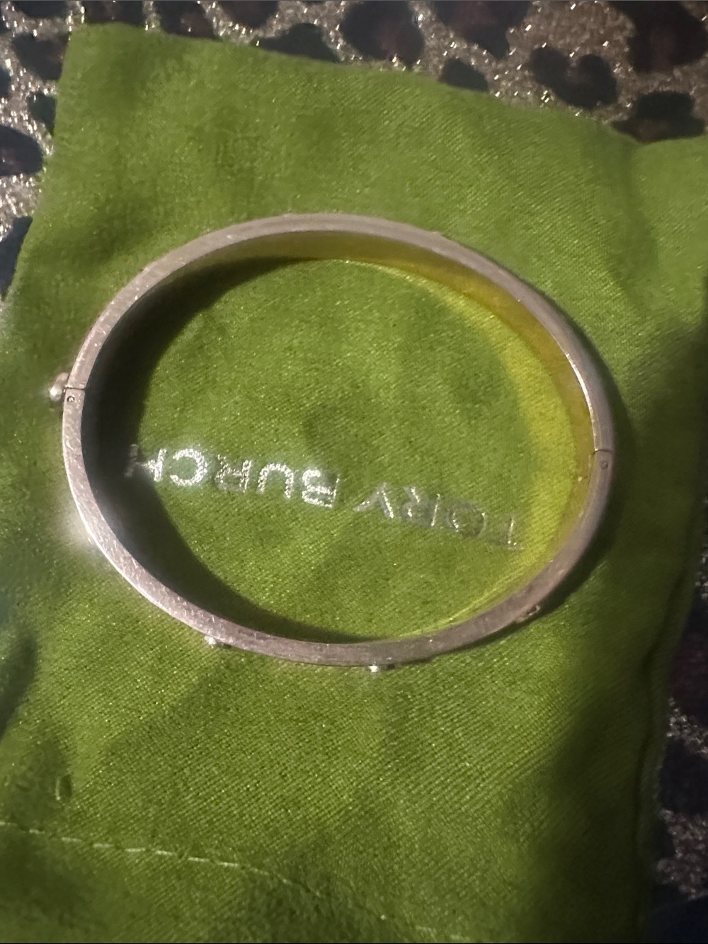 Tory Burch Silver-Tone Hinged Bangle